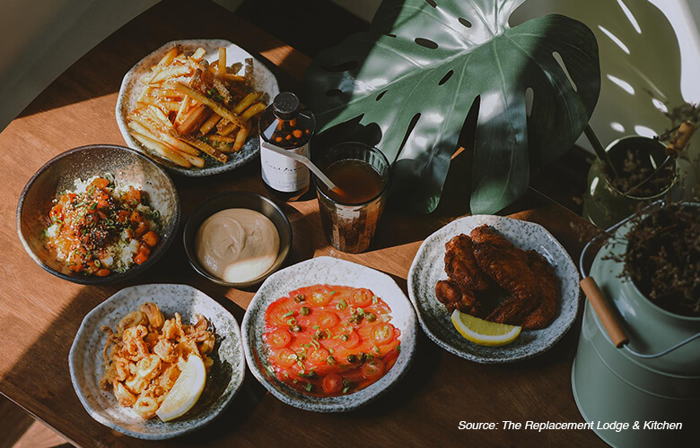 Assortment of cafe food